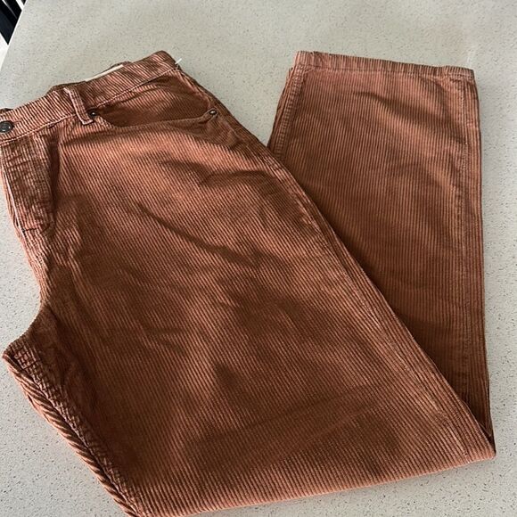 NWT Free People Brown Pax Slim Corduroy Boyfriend Jeans 32 MidRise Straight Pant - Picture 10 of 13